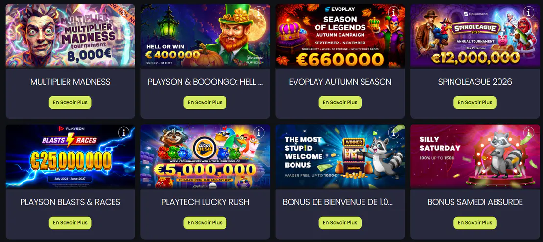 Offres en cours sur Stupid Casino